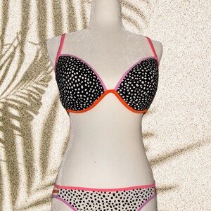 Victoria’s Secret Polka Dot Bikini Set with Pink and Orange Accents